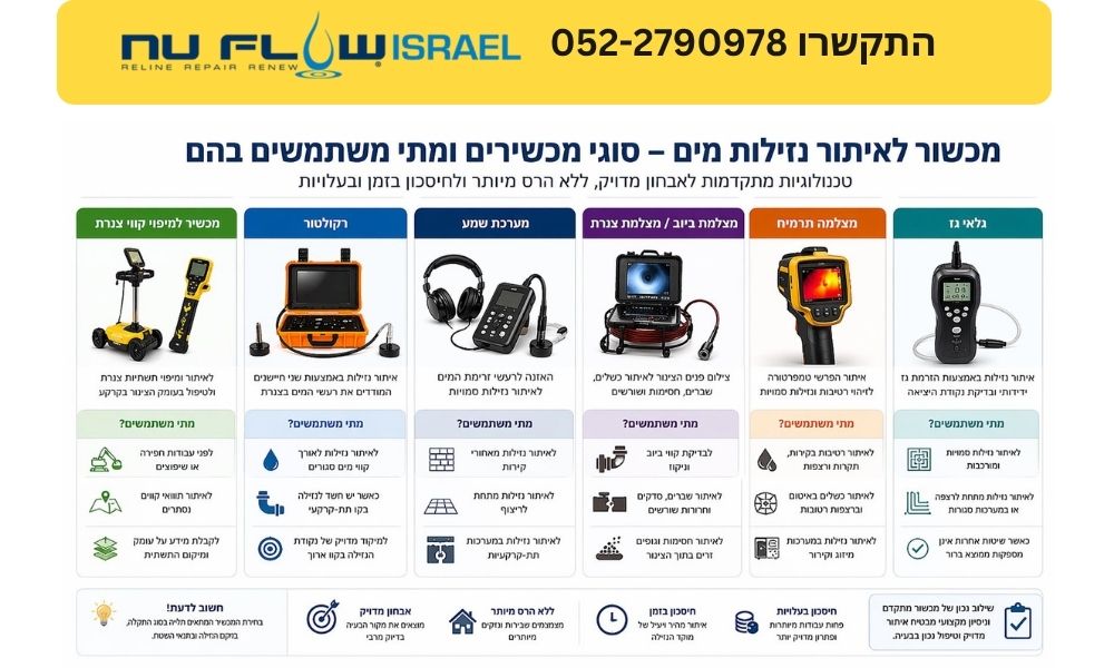 סוגי מכשירים לאיתור ותמיכה באיתור טיפול נזילות